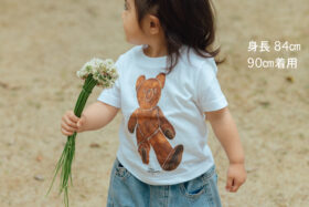 キッズサイズ 山口 一郎デザイン くまTシャツ  white　6月末 2