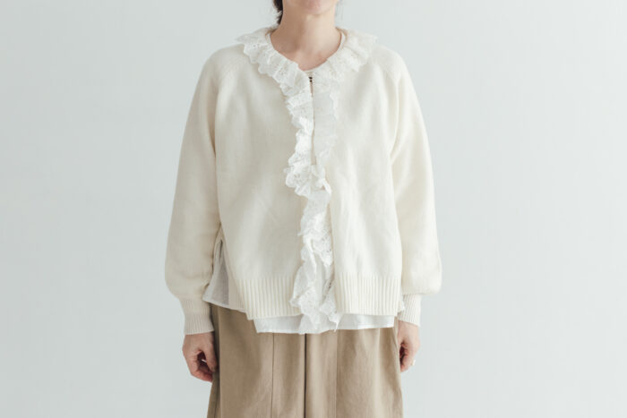 G997 ANTIQUE LACE KNIT CARDIGAN snow white 1