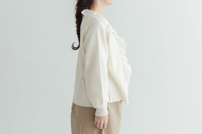 G997 ANTIQUE LACE KNIT CARDIGAN snow white 2