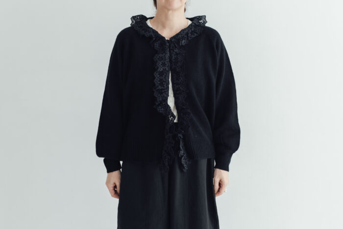 G997 ANTIQUE LACE KNIT CARDIGAN balck 1