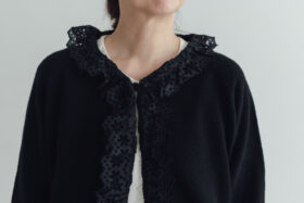 G997 ANTIQUE LACE KNIT CARDIGAN balck 4