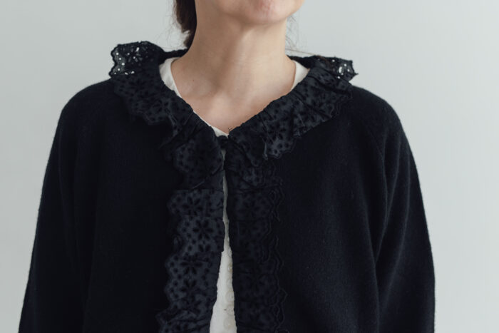 G997 ANTIQUE LACE KNIT CARDIGAN balck 4
