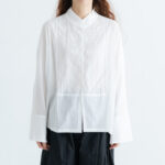 花：花刺繍ワイドブラウス off white