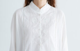 花：花刺繍ワイドブラウス off white 4