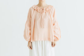 G1045 ANTIQUE PIERROT COLLAR BLOUSE dusty pink 1