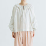 G1045 ANTIQUE PIERROT COLLAR BLOUSE graysh off