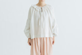 G1045 ANTIQUE PIERROT COLLAR BLOUSE graysh off 1