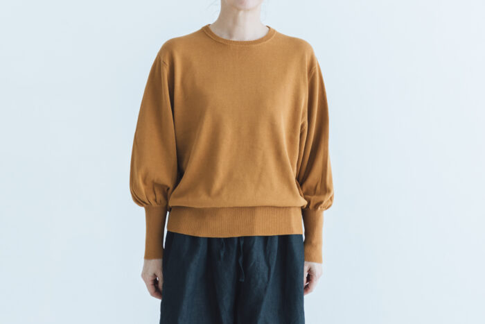 G1034 GATHER SLEEVE KNIT PULL OVER camel 1