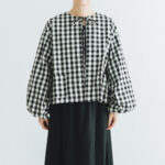 G1027 GINGHAM LANTERN SLEEVE black