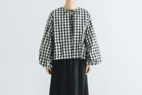 G1027 GINGHAM LANTERN SLEEVE black 1