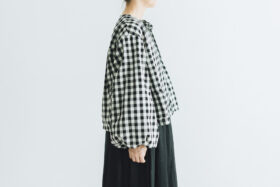 G1027 GINGHAM LANTERN SLEEVE black 2