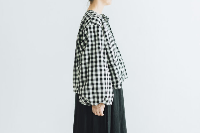 G1027 GINGHAM LANTERN SLEEVE black 2