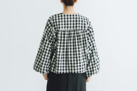 G1027 GINGHAM LANTERN SLEEVE black 3