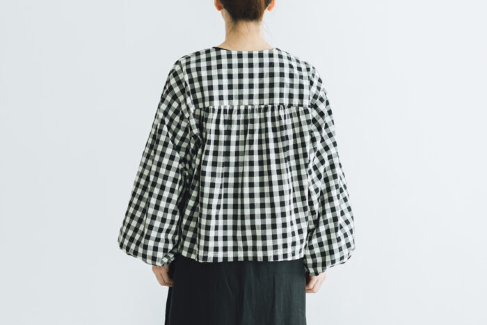 G1027 GINGHAM LANTERN SLEEVE black 3