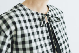 G1027 GINGHAM LANTERN SLEEVE black 4
