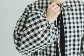 G1027 GINGHAM LANTERN SLEEVE black 5