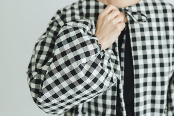 G1027 GINGHAM LANTERN SLEEVE black 5