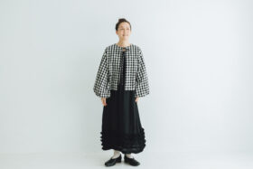 G1027 GINGHAM LANTERN SLEEVE black 6
