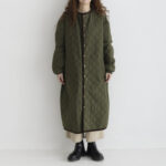 QUILTING LONG COAT khaki