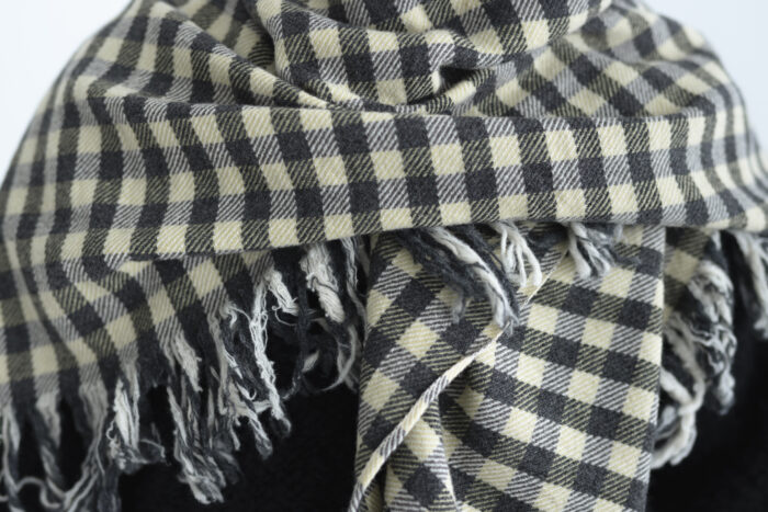CHECK BLANKET  cream×black 2