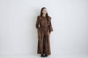 Embroidery Tuck Pants brown 6