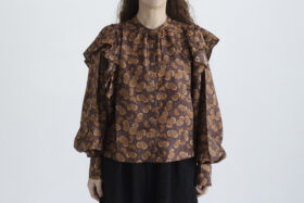 Ruffle Short Blouse brown 1