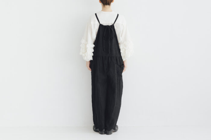 予約 G1066 ANTIQUE SCALLOPED LACE TRAVAIL SALOPETTE noir 6月初〜6月中 3