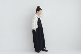 予約 G1066 ANTIQUE SCALLOPED LACE TRAVAIL SALOPETTE noir 6月初〜6月中 5
