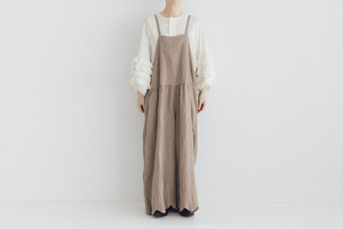 予約 G1066 ANTIQUE SCALLOPED LACE TRAVAIL SALOPETTE mocha gray 6月初〜6月中 1