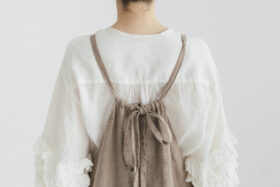 予約 G1066 ANTIQUE SCALLOPED LACE TRAVAIL SALOPETTE mocha gray 6月初〜6月中 4
