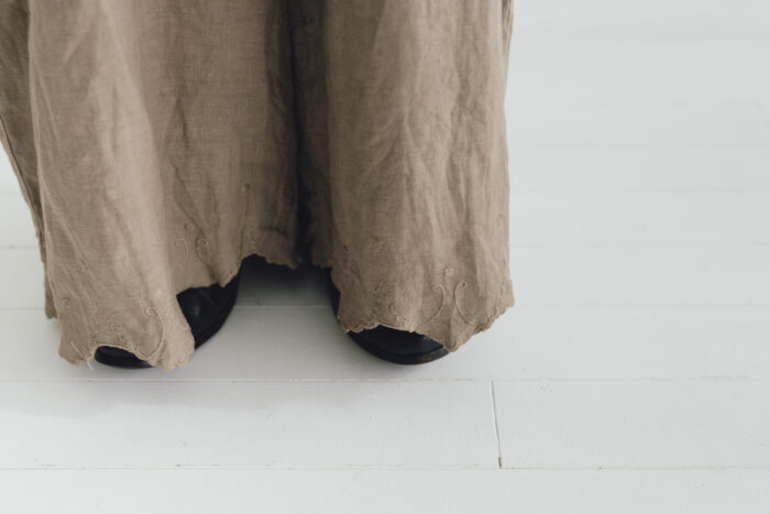予約 G1066 ANTIQUE SCALLOPED LACE TRAVAIL SALOPETTE mocha gray 6月初〜6月中 5