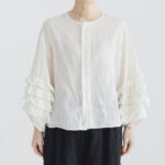 予約 G1077 ANTIQUE LACE FRILL SLEEVE BLOUSE antique white 6月末〜7月初