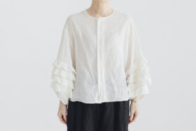 予約 G1077 ANTIQUE LACE FRILL SLEEVE BLOUSE antique white 6月末〜7月初 1