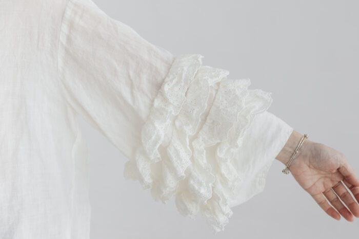 予約 G1077 ANTIQUE LACE FRILL SLEEVE BLOUSE antique white 6月末〜7月初 4