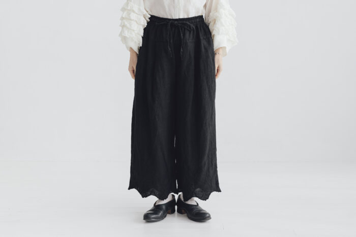 予約 G1069 ANTIQUE SCALLOPED LACE WIDE PANTS noir 6月初〜6月中 1