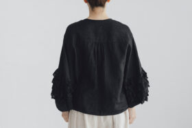 予約 G1077 ANTIQUE LACE FRILL SLEEVE BLOUSE noir 6月末〜7月初 3