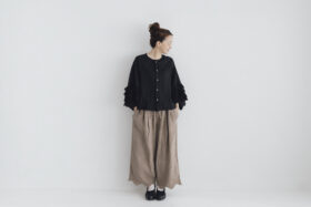 予約 G1069 ANTIQUE SCALLOPED LACE WIDE PANTS mocha gray  6月初〜6月中 6
