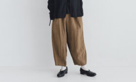 予約 G1105 LINEN VISCOSE CHARLIE PANTS camel 6月中〜6月末 1
