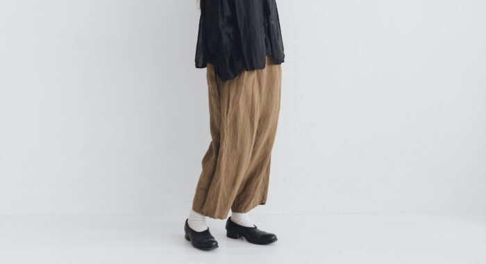 予約 G1105 LINEN VISCOSE CHARLIE PANTS camel 6月中〜6月末 2