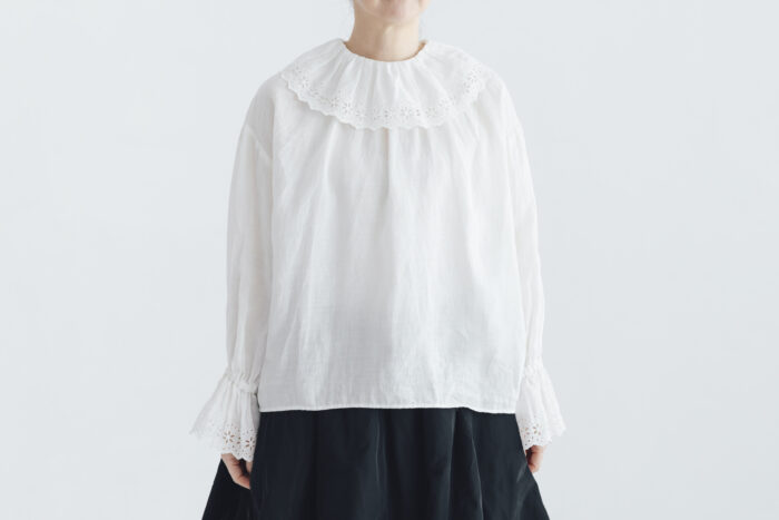予約 G1071 ANTIQUE LACE FRILL 2WAY BLOUSE antique white 6月中〜6月末 1