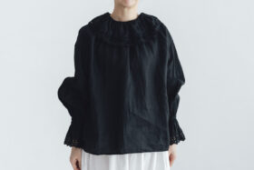 予約 G1071 ANTIQUE LACE FRILL 2WAY BLOUSE noir 6月中〜6月末 1