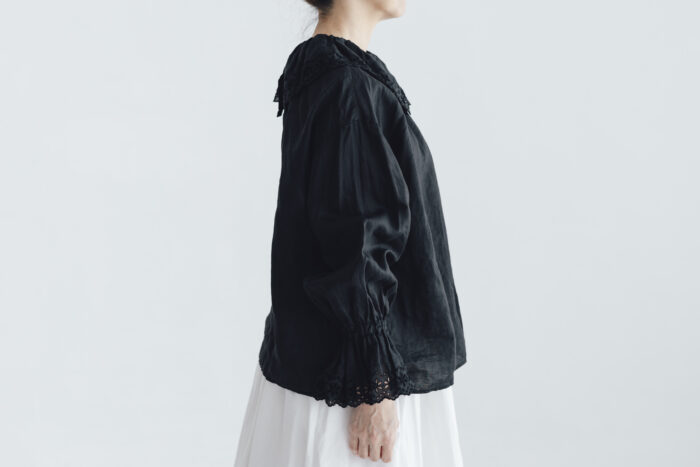 予約 G1071 ANTIQUE LACE FRILL 2WAY BLOUSE noir 6月中〜6月末 2