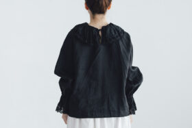 予約 G1071 ANTIQUE LACE FRILL 2WAY BLOUSE noir 6月中〜6月末 3