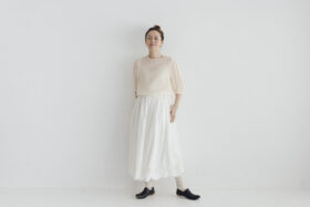 予約 G1081 GATHER SLEEVE MODERNIST BLOUSE milk 7月初〜7月中 5