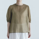 予約 G1081 GATHER SLEEVE MODERNIST BLOUSE khaki 7月初〜7月中