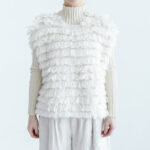 予約 G1103 HAND RING KNITTING HARVEST KNIT VEST milk 9月中〜9月末