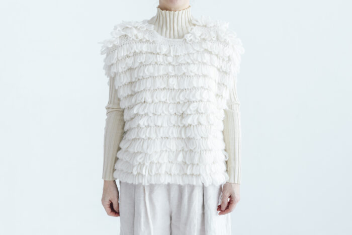 予約 G1103 HAND RING KNITTING HARVEST KNIT VEST milk 9月中〜9月末 1
