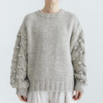 予約 G1104 HAND  KNITTING HARVEST KNIT PULL OVER light gray 9月中〜9月末