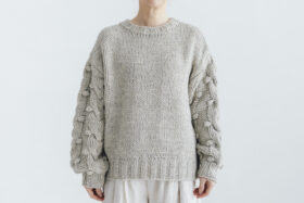 予約 G1104 HAND  KNITTING HARVEST KNIT PULL OVER light gray 9月中〜9月末 1