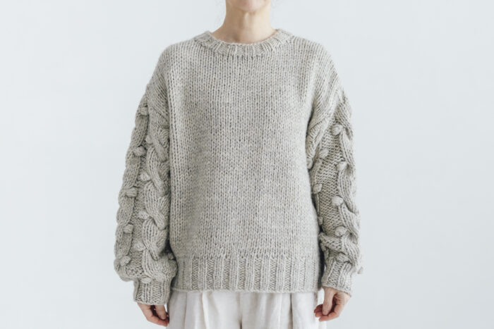 予約 G1104 HAND  KNITTING HARVEST KNIT PULL OVER light gray 9月中〜9月末 1